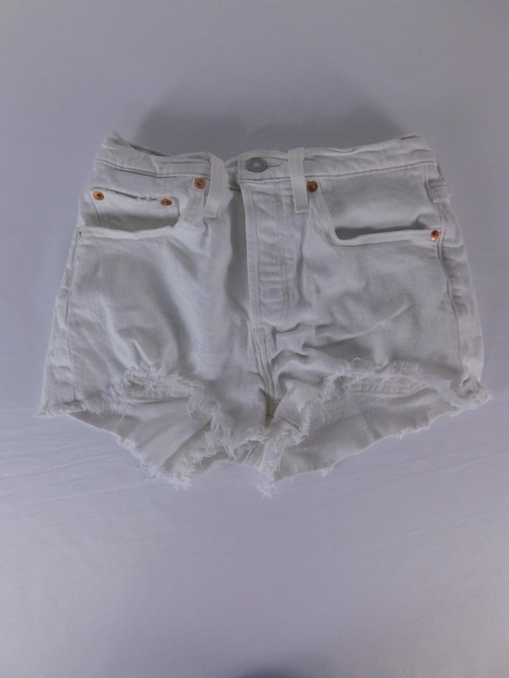 Levi's 501 Denim Cutoff Shorts Womens 26 White High Rise Raw Frayed Hem